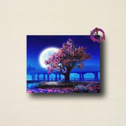 Holdfényes sakura számozott kifestő